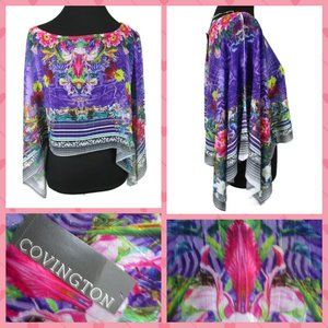 NWT‎ COVINGTON CHIFFON OVERLAY SCARF TOP LARGE